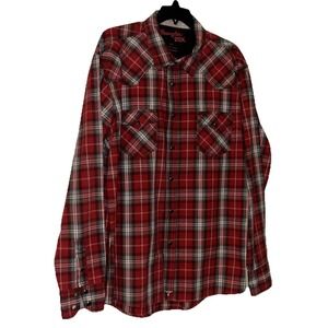 Wrangler 20X Red/White/Grey Plaid Men's XXL Peral Snap Style Western Shirt